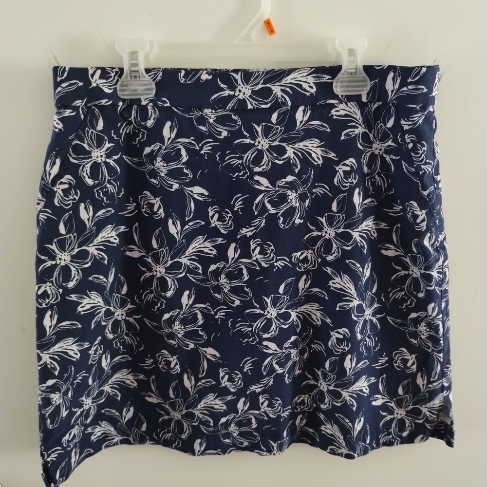 Rafaella Navy and White Floral Skirt